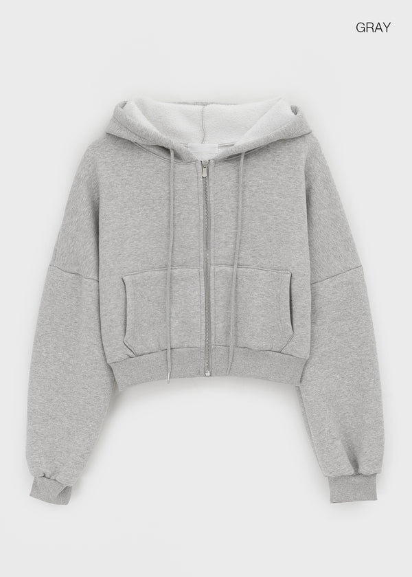 Relburn Boa Fleece Crop Hooded Zip-up