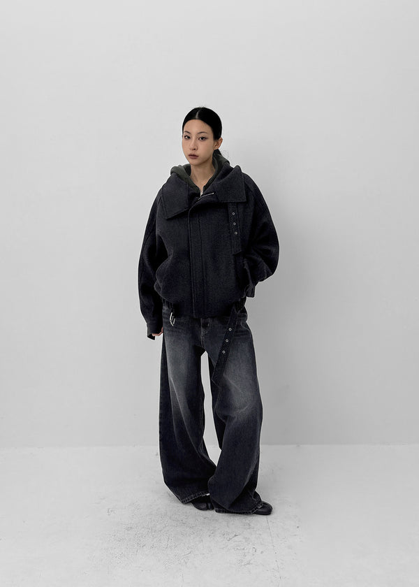 Takuta Washed Wide Fleece Denim Pants