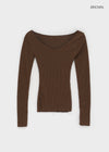 Jemper V-neck Cutout Ribbed Knit Long-sleeve Tee (33% Wool)