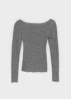 Jemper V-neck Cutout Ribbed Knit Long-sleeve Tee (33% Wool)