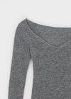 Jemper V-neck Cutout Ribbed Knit Long-sleeve Tee (33% Wool)