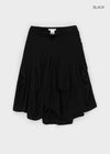 Sisi Button Unbalanced Draping Midi Skirt