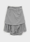 Sisi Button Unbalanced Draping Midi Skirt
