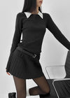 Jetf Pleated Knit Mini Dress (Belt Set)