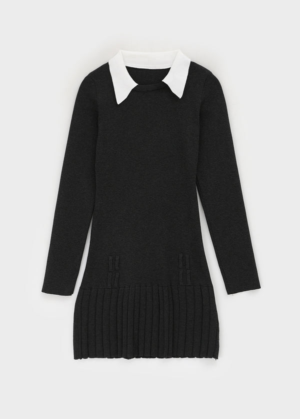 Jetf Pleated Knit Mini Dress (Belt Set)