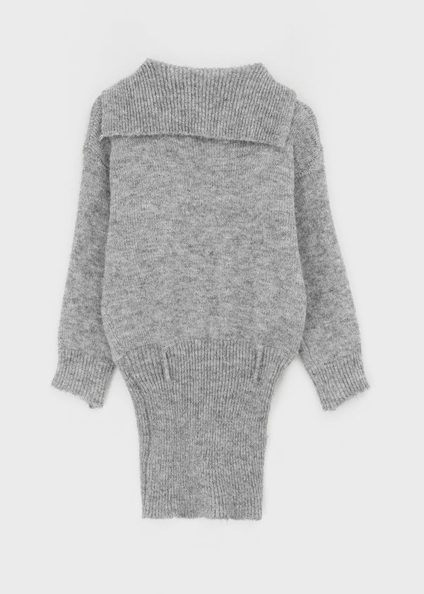 Pushu Cable Button Knit Mini Dress (Belt Set)