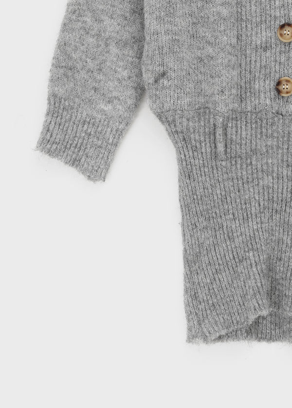 Pushu Cable Button Knit Mini Dress (Belt Set)