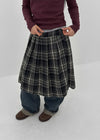 Nushin Outer Fleece Banding Pleated Check Midi Skirt