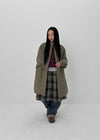 Nushin Outer Fleece Banding Pleated Check Midi Skirt