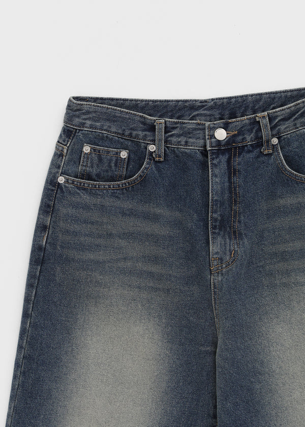 Puko Fleece Washed Wide Denim Pants