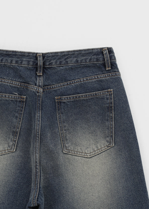 Puko Fleece Washed Wide Denim Pants