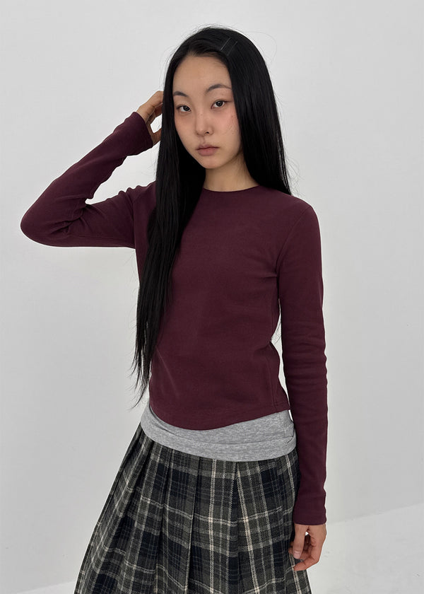 Comel Fleece Basic Round Long-sleeved T-shirt