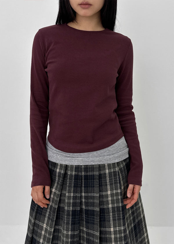 Comel Fleece Basic Round Long-sleeved T-shirt