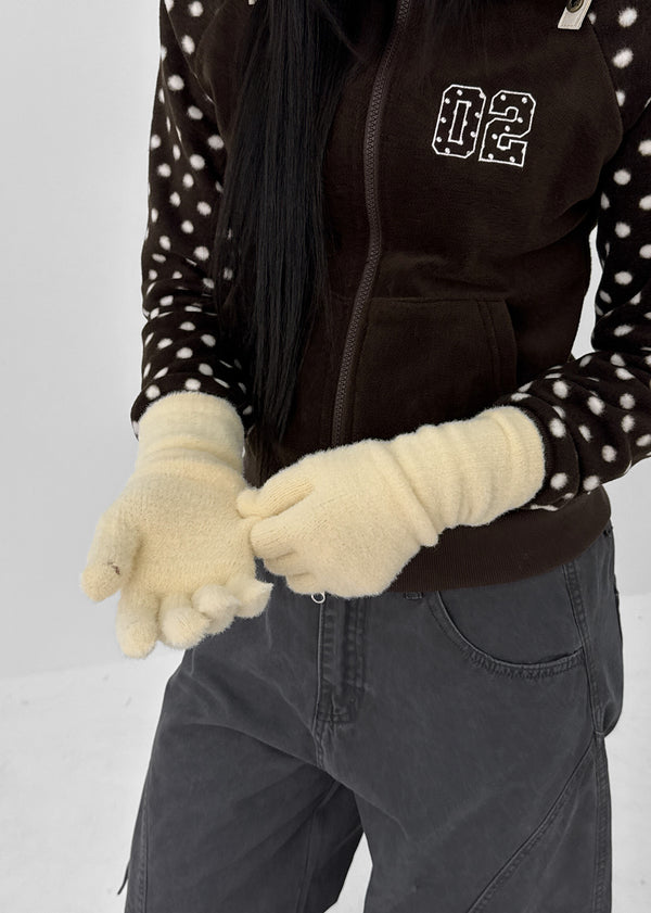 Poshon Long Boucle Knit Touch Gloves