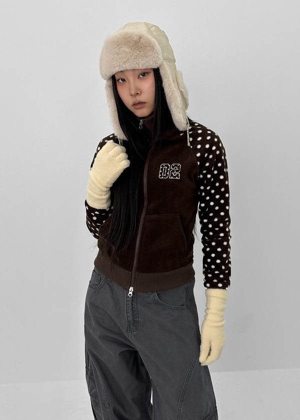 Sove Dot Numbering Fleece Zip-up (Set Available)