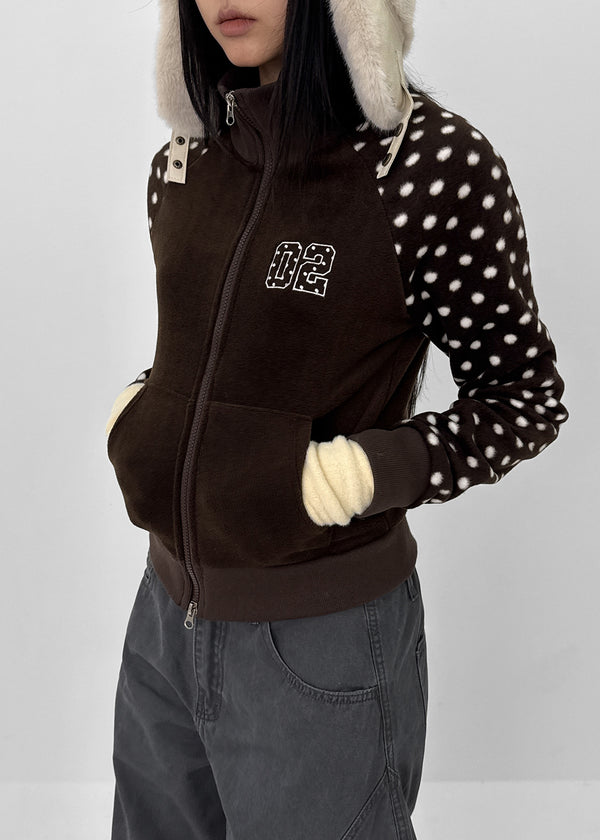 Sove Dot Numbering Fleece Zip-up (Set Available)