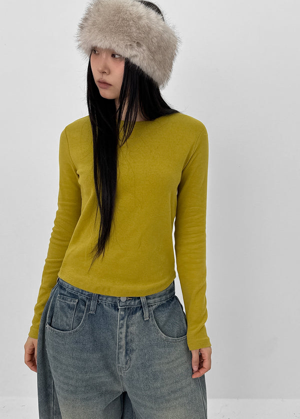 Comel Fleece Basic Round Long-sleeved T-shirt