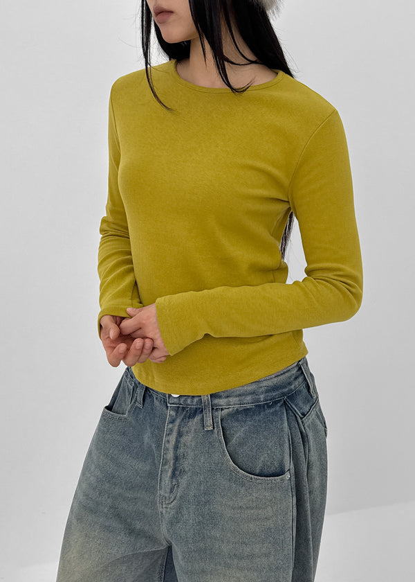 Comel Fleece Basic Round Long-sleeved T-shirt