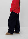 Somal Raised Fleece Wide Denim Pants