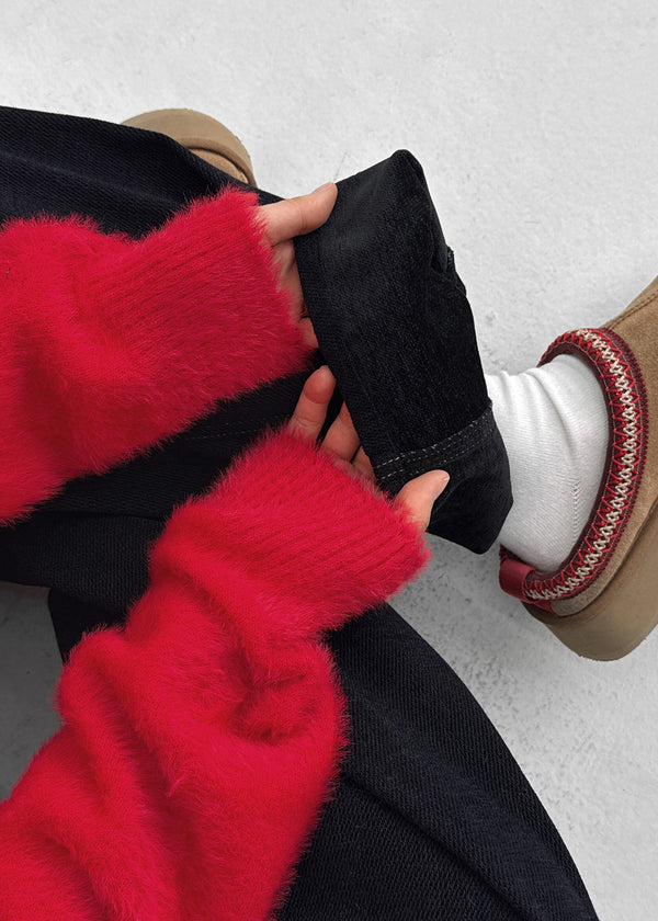 Somal Raised Fleece Wide Denim Pants