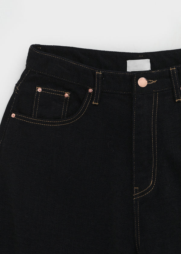 Somal Raised Fleece Wide Denim Pants