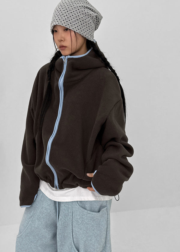 (UNISEX) Meville Warmer Fleece Two-way Hooded Zip-up