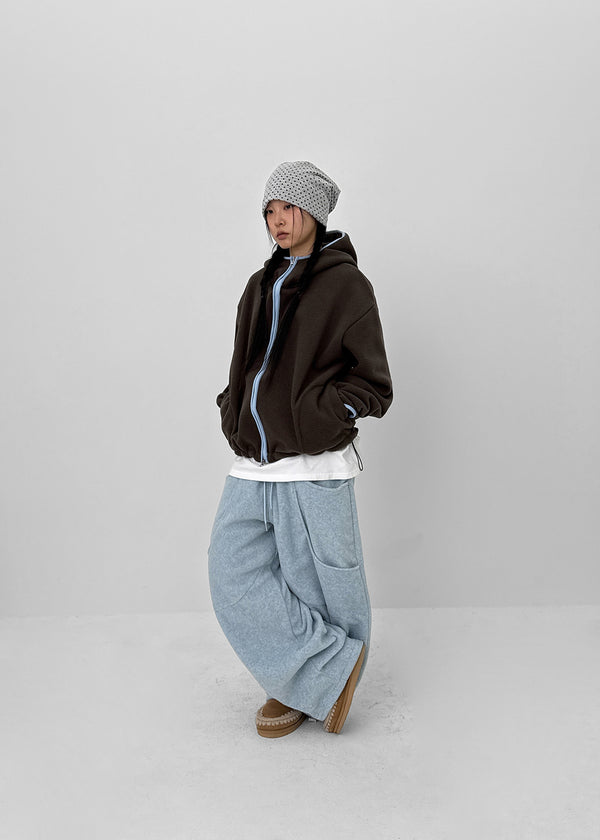 (UNISEX) Meville Warmer Fleece Two-way Hooded Zip-up