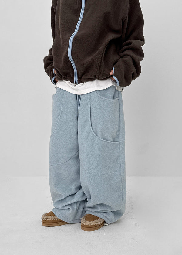 (UNISEX) Wicket Cut Balloon Fleece Wide Banding Pants