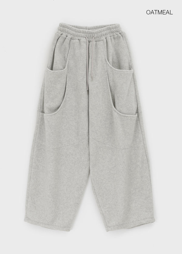 (UNISEX) Wicket Cut Balloon Fleece Wide Banding Pants