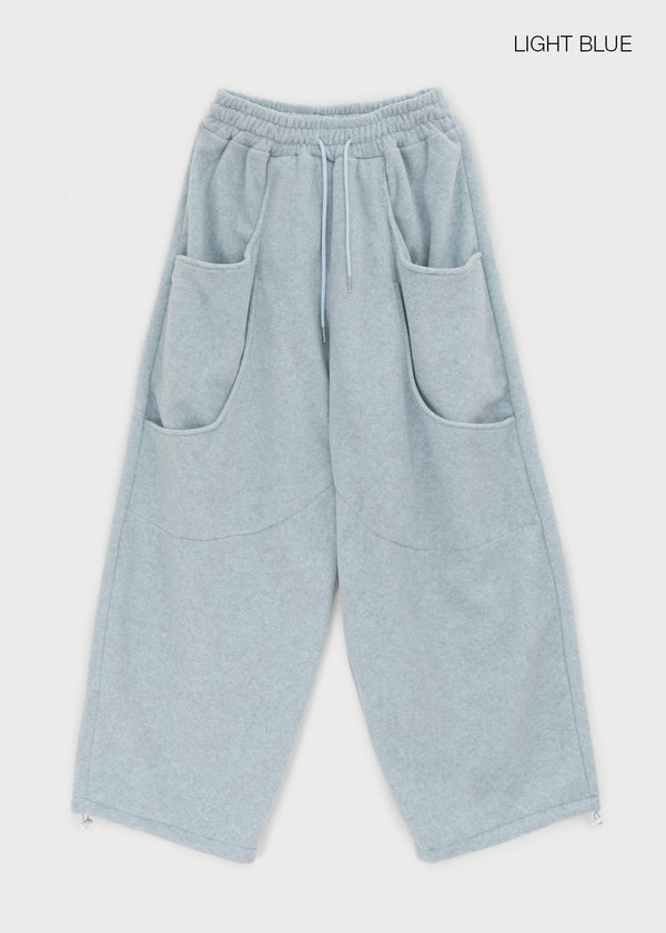 (UNISEX) Wicket Cut Balloon Fleece Wide Banding Pants