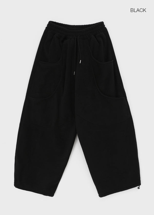 (UNISEX) Wicket Cut Balloon Fleece Wide Banding Pants