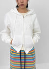 Tolic Embroidery Fleece Two-way Hooded Zip-up