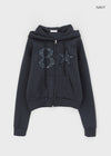 Tolic Embroidery Fleece Two-way Hooded Zip-up
