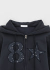 Tolic Embroidery Fleece Two-way Hooded Zip-up
