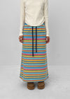 Curie Stripe Fleece Banding Long Skirt