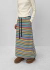 Curie Stripe Fleece Banding Long Skirt