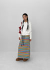 Curie Stripe Fleece Banding Long Skirt
