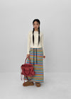 Curie Stripe Fleece Banding Long Skirt