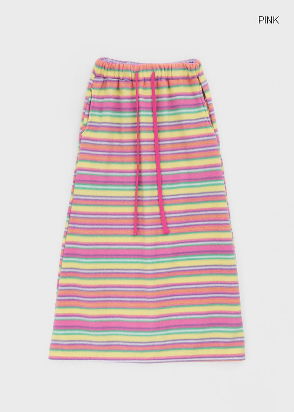 Curie Stripe Fleece Banding Long Skirt