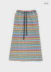Curie Stripe Fleece Banding Long Skirt