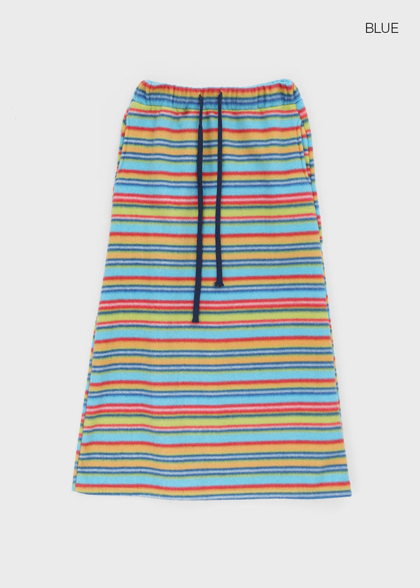 Curie Stripe Fleece Banding Long Skirt