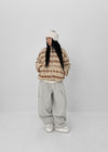 (UNISEX) Wicket Cut Balloon Fleece Wide Banding Pants