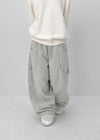 (UNISEX) Wicket Cut Balloon Fleece Wide Banding Pants