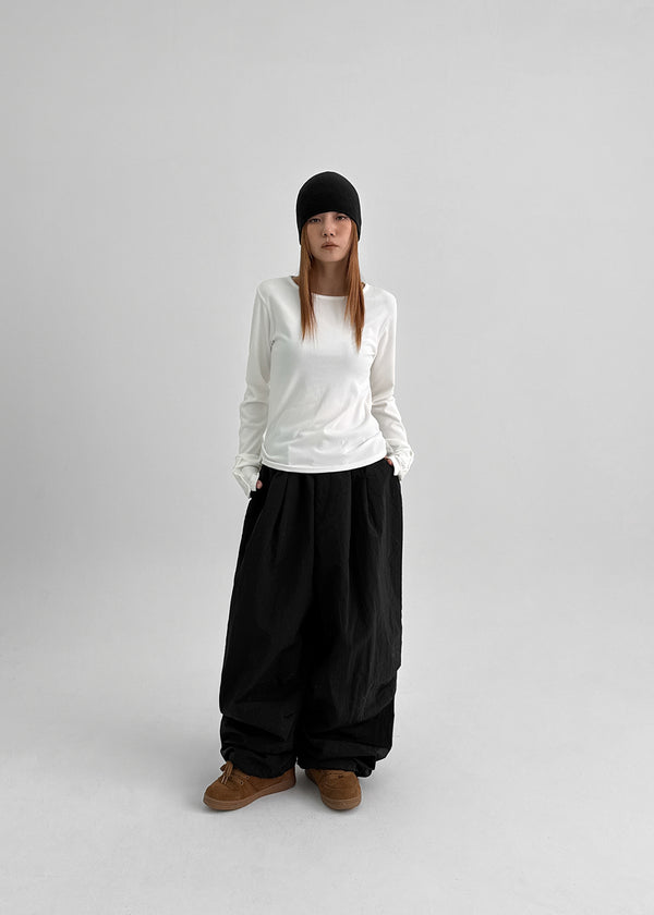 Shedo Fleece Ribbed Button Long Sleeve T-shirt