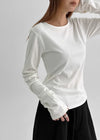 Shedo Fleece Ribbed Button Long Sleeve T-shirt