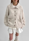 Minoko High-neck Pocket Wool Knit Cardigan