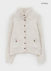 Minoko High-neck Pocket Wool Knit Cardigan