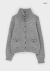 Minoko High-neck Pocket Wool Knit Cardigan