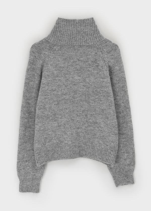 Minoko High-neck Pocket Wool Knit Cardigan