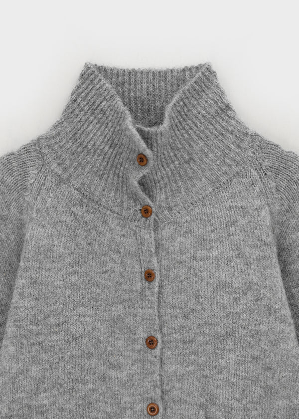 Minoko High-neck Pocket Wool Knit Cardigan